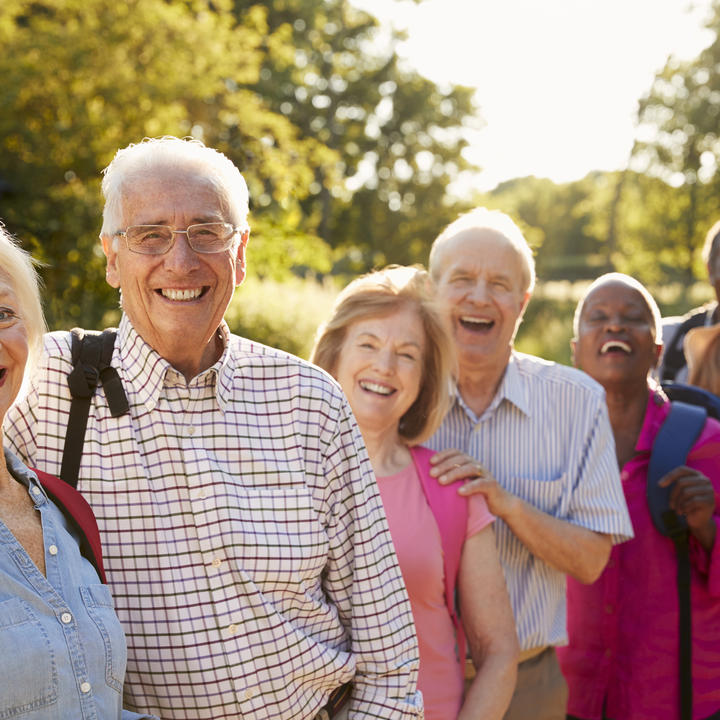 Group of seniors on hiking trip