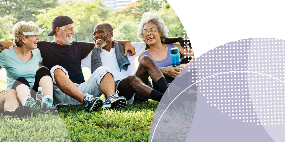 Older adults relaxing in a park